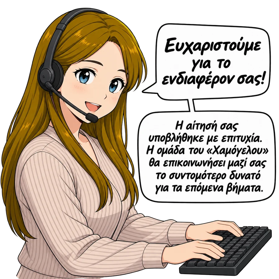 Ευχαριστούμε για το ενδιαφέρον σας! Η αίτησή σας υποβλήθηκε με επιτυχία. Η ομάδα του «Χαμόγελου» θα επικοινωνήσει μαζί σας το συντομότερο δυνατό για τα επόμενα βήματα.